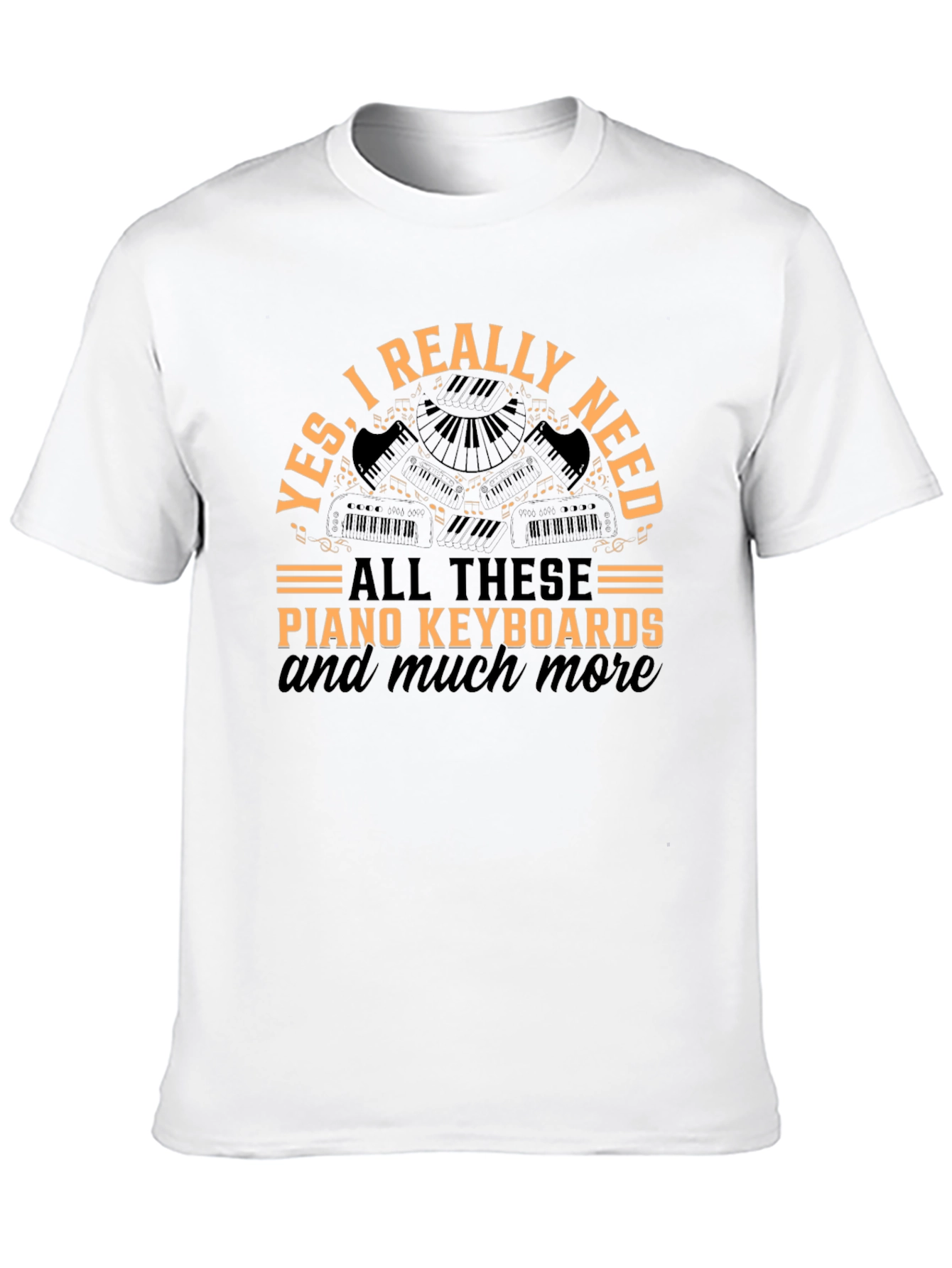 Camiseta Negra con Diseño de Teclados de Piano