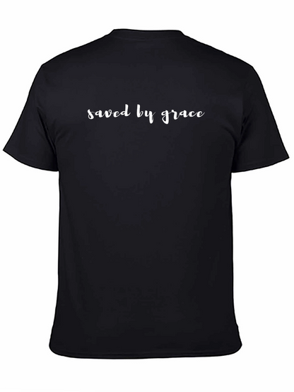 Camiseta Negra Salvado por Gracia
