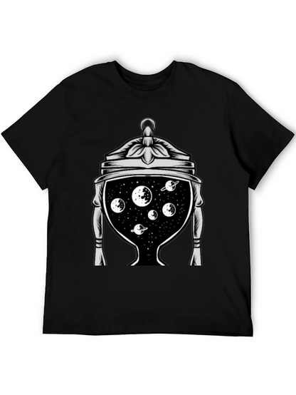 Camiseta Negra con Diseño Espacial en Copa Antigua