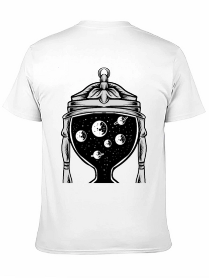 Camiseta Negra con Diseño Espacial en Copa Antigua