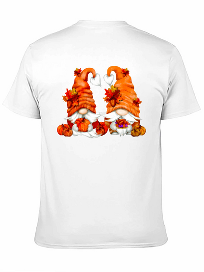 Camiseta Negra con Diseño de Gnomos Otoñales