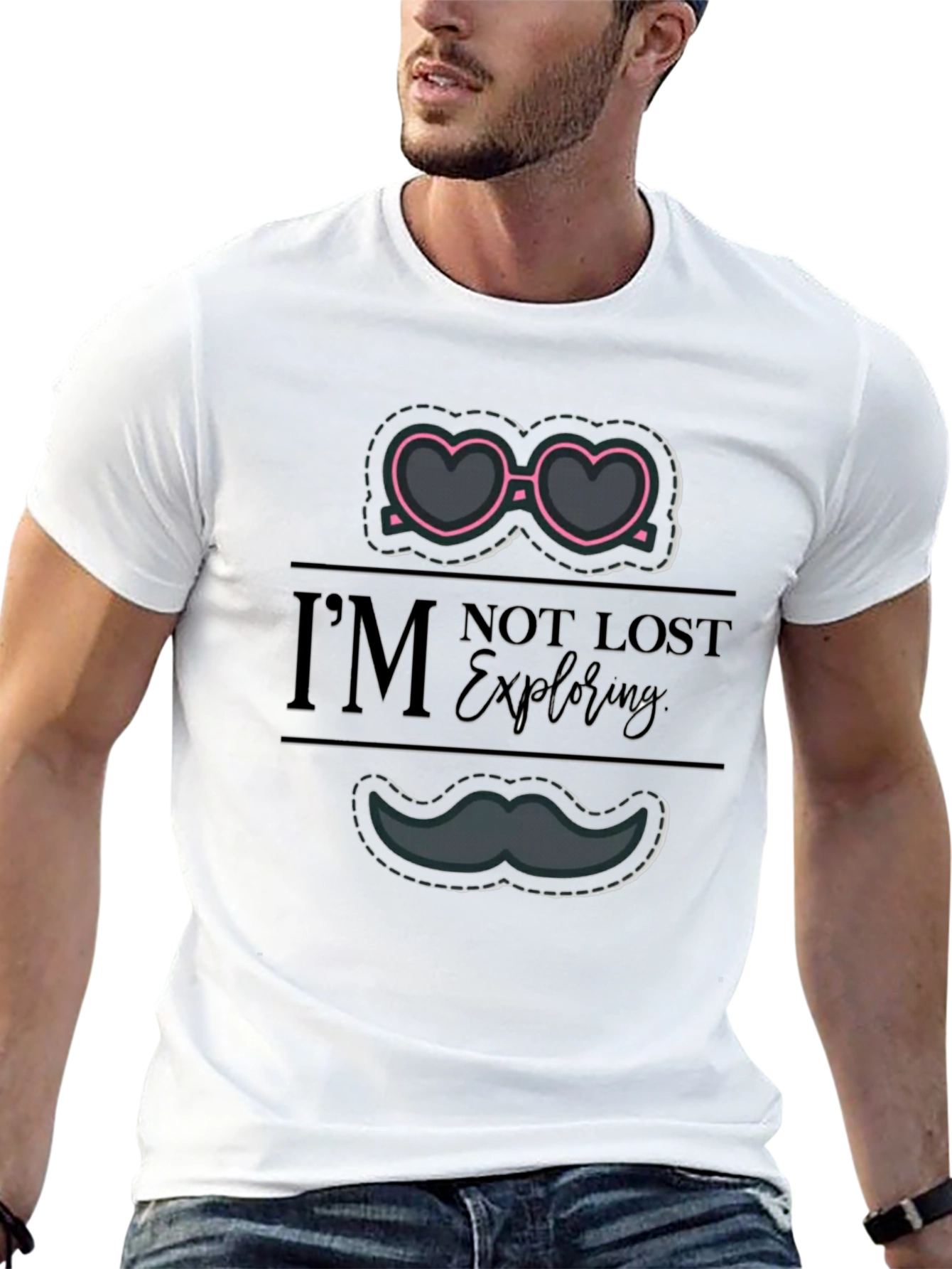 Camiseta Negra Gráfica Im Not Lost Exploring