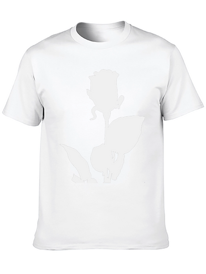 Camiseta Negra con Diseño de Rosa Blanca