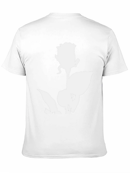 Camiseta Negra con Diseño de Rosa Blanca