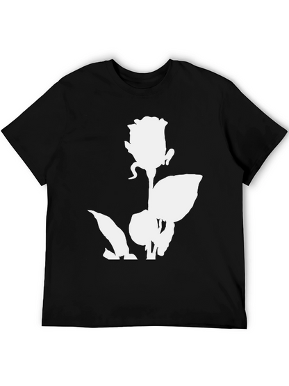 Camiseta Negra con Diseño de Rosa Blanca