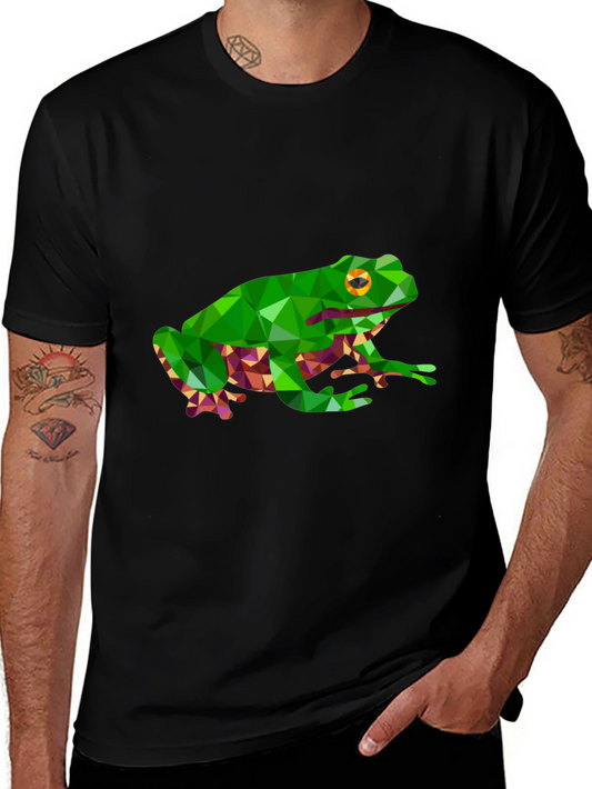 Camiseta Negra con Diseño de Rana Geométrica