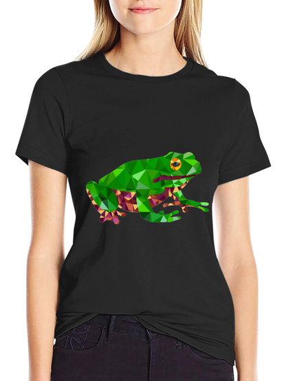 Camiseta Negra con Diseño de Rana Geométrica