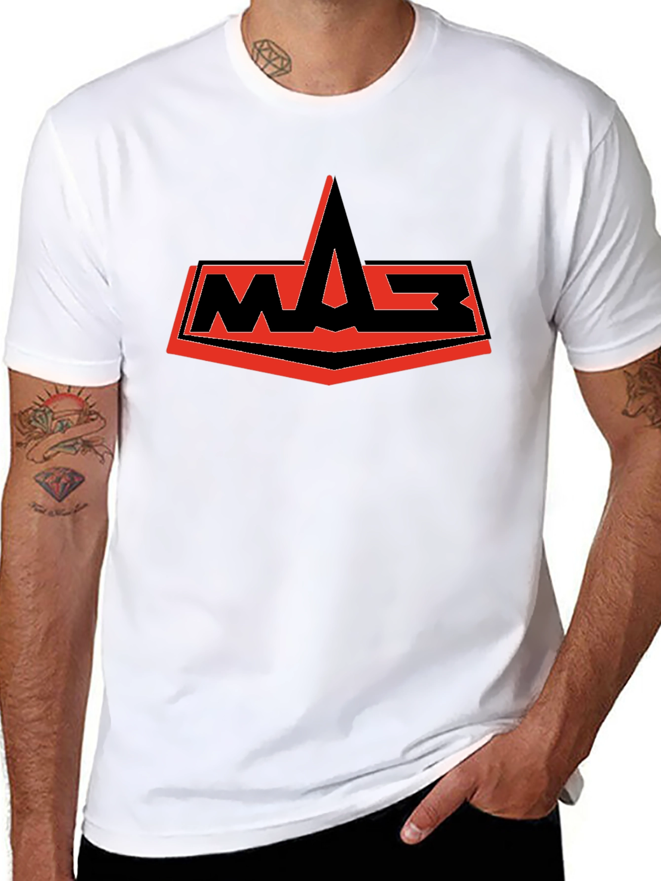 Camiseta Negra con Logo WASP Rojo y Negro