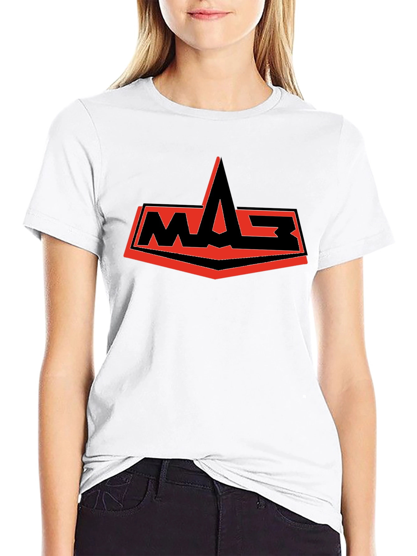 Camiseta Negra con Logo WASP Rojo y Negro