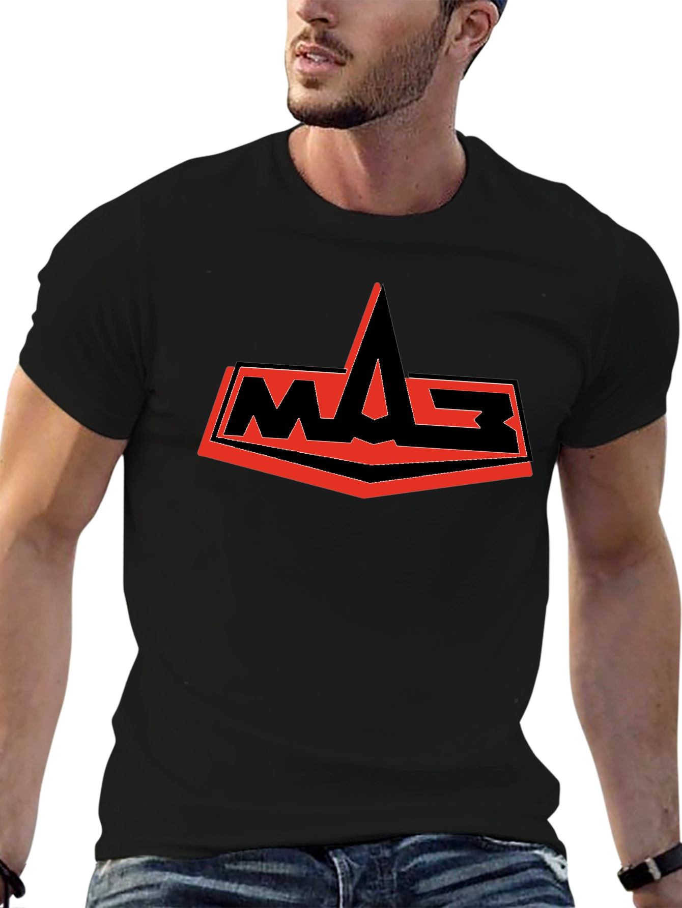 Camiseta Negra con Logo WASP Rojo y Negro