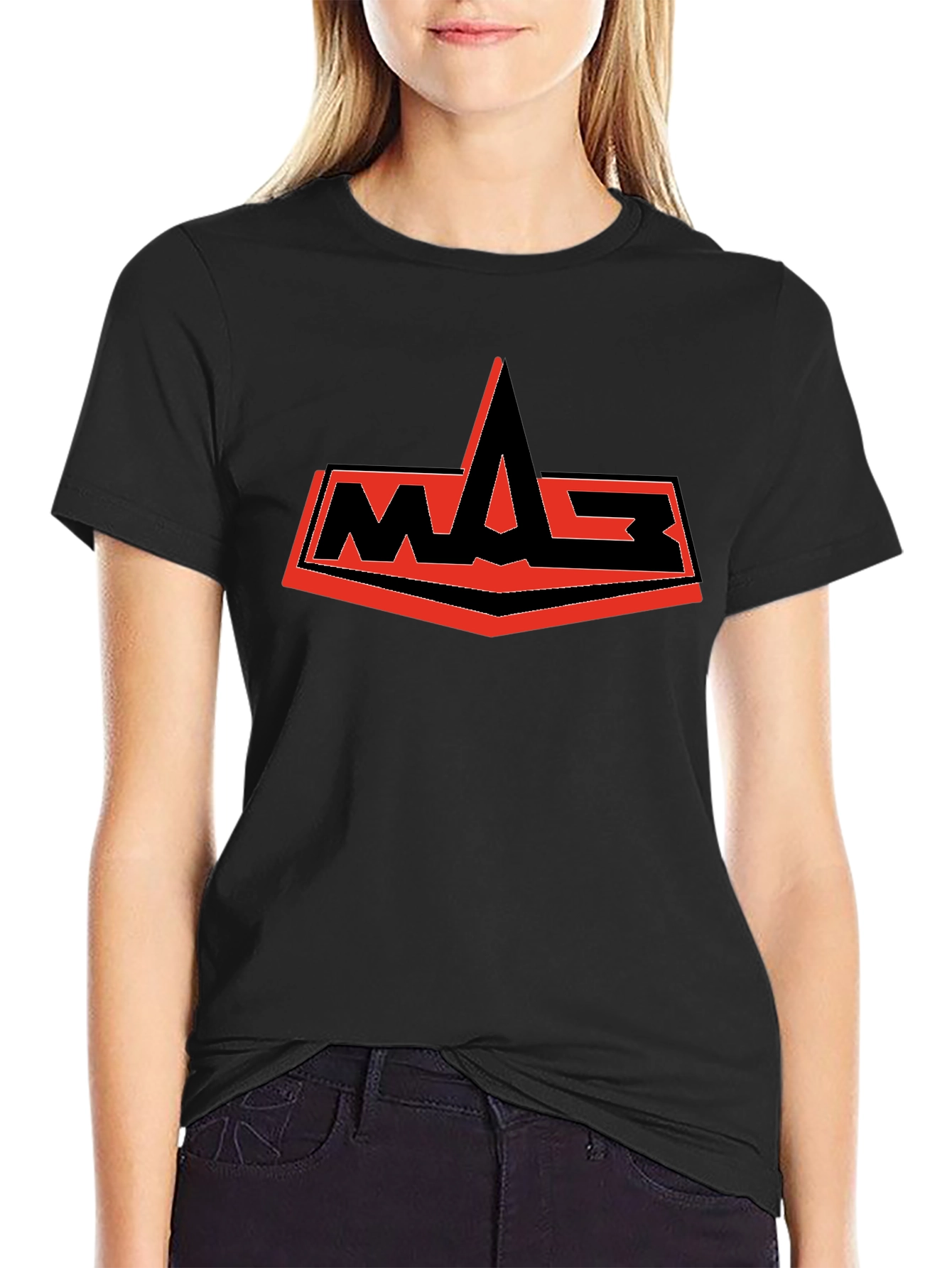 Camiseta Negra con Logo WASP Rojo y Negro