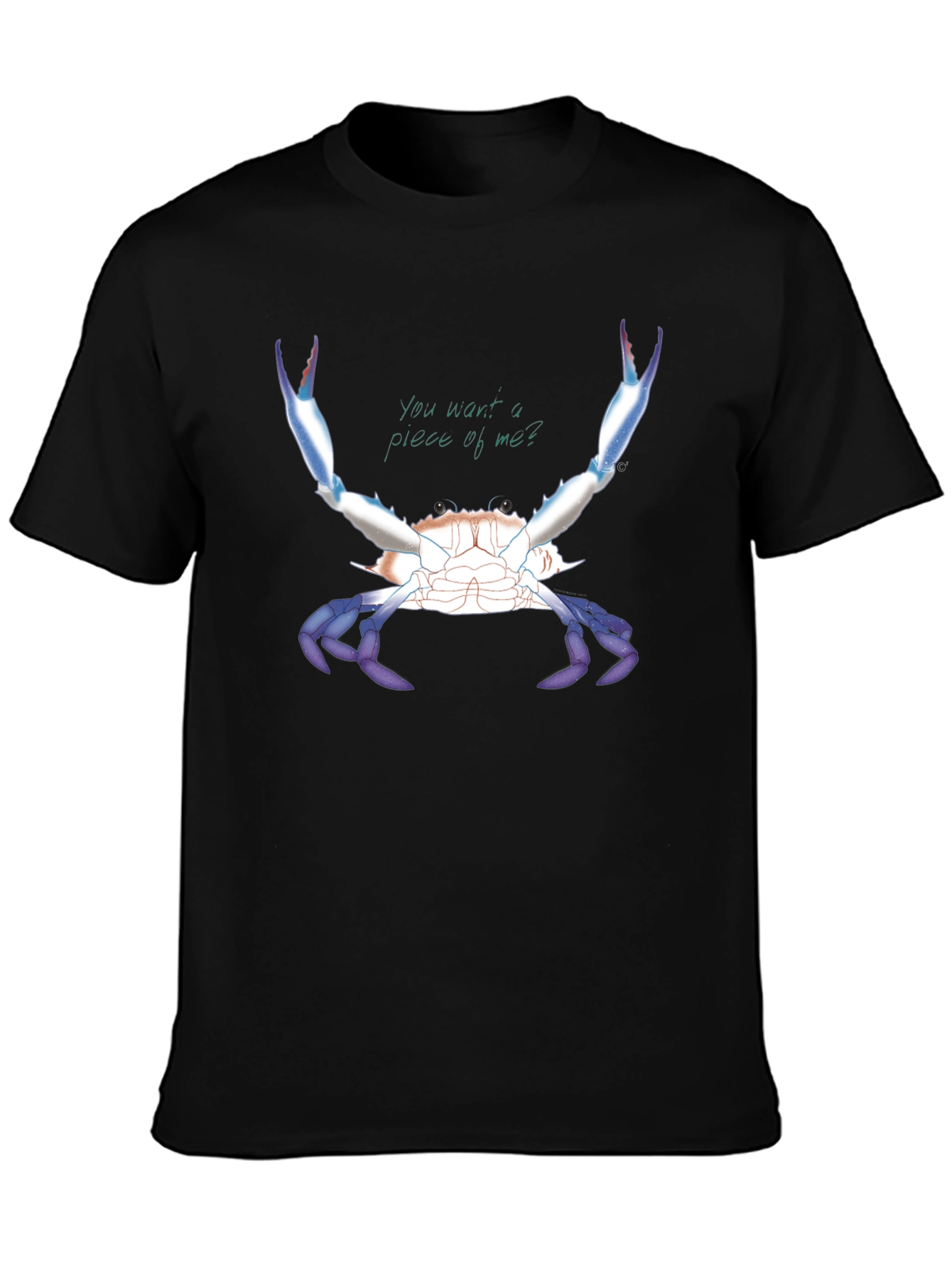 Camiseta Negra con Diseño de Cangrejo Azul