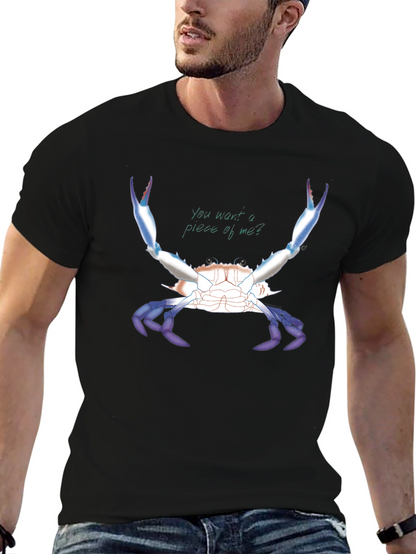 Camiseta Negra con Diseño de Cangrejo Azul