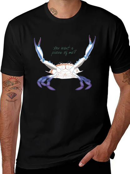 Camiseta Negra con Diseño de Cangrejo Azul