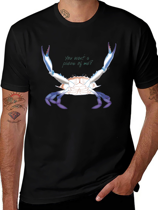 Camiseta Negra con Diseño de Cangrejo Azul