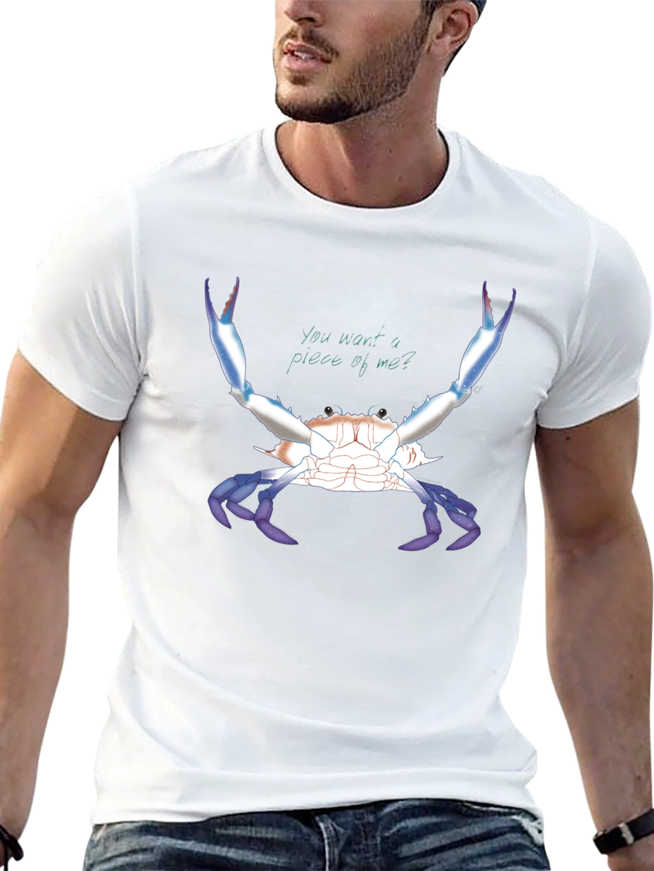Camiseta Negra con Diseño de Cangrejo Azul