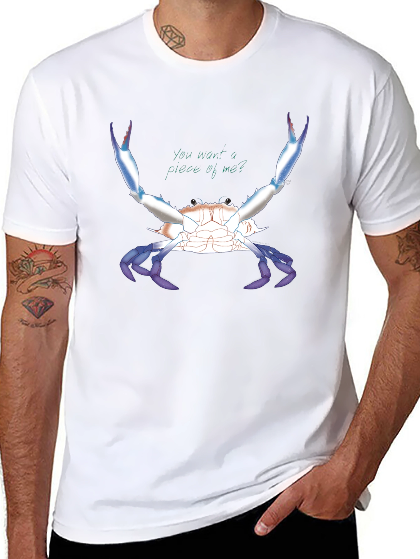 Camiseta Negra con Diseño de Cangrejo Azul