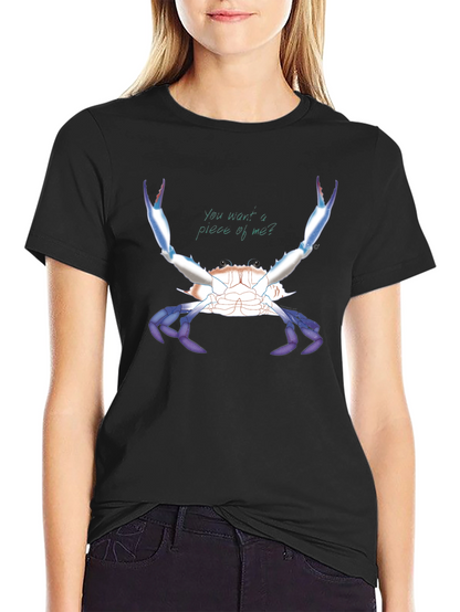 Camiseta Negra con Diseño de Cangrejo Azul
