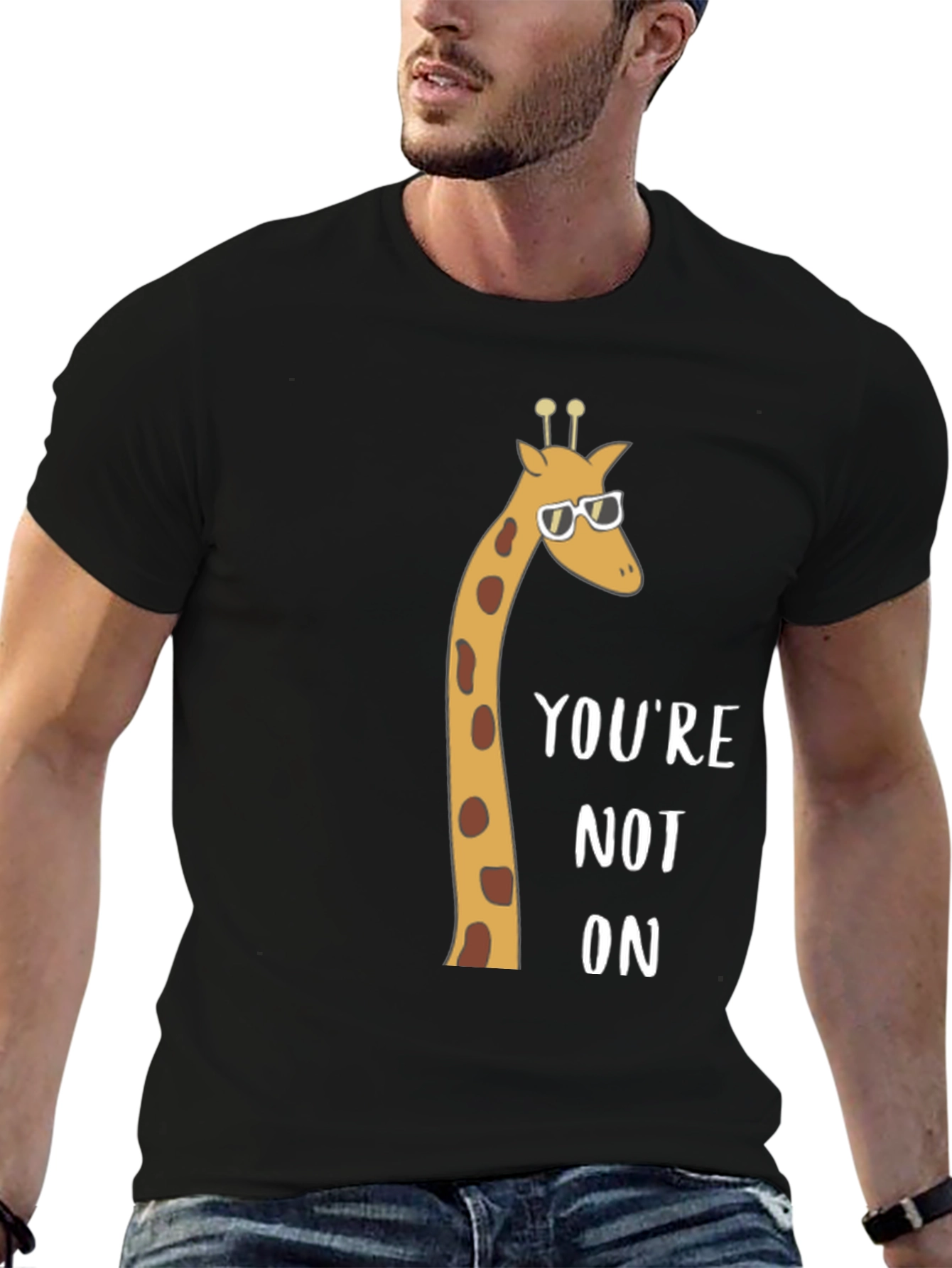 Camiseta Negra con Jirafa Gafas - Youre Not On