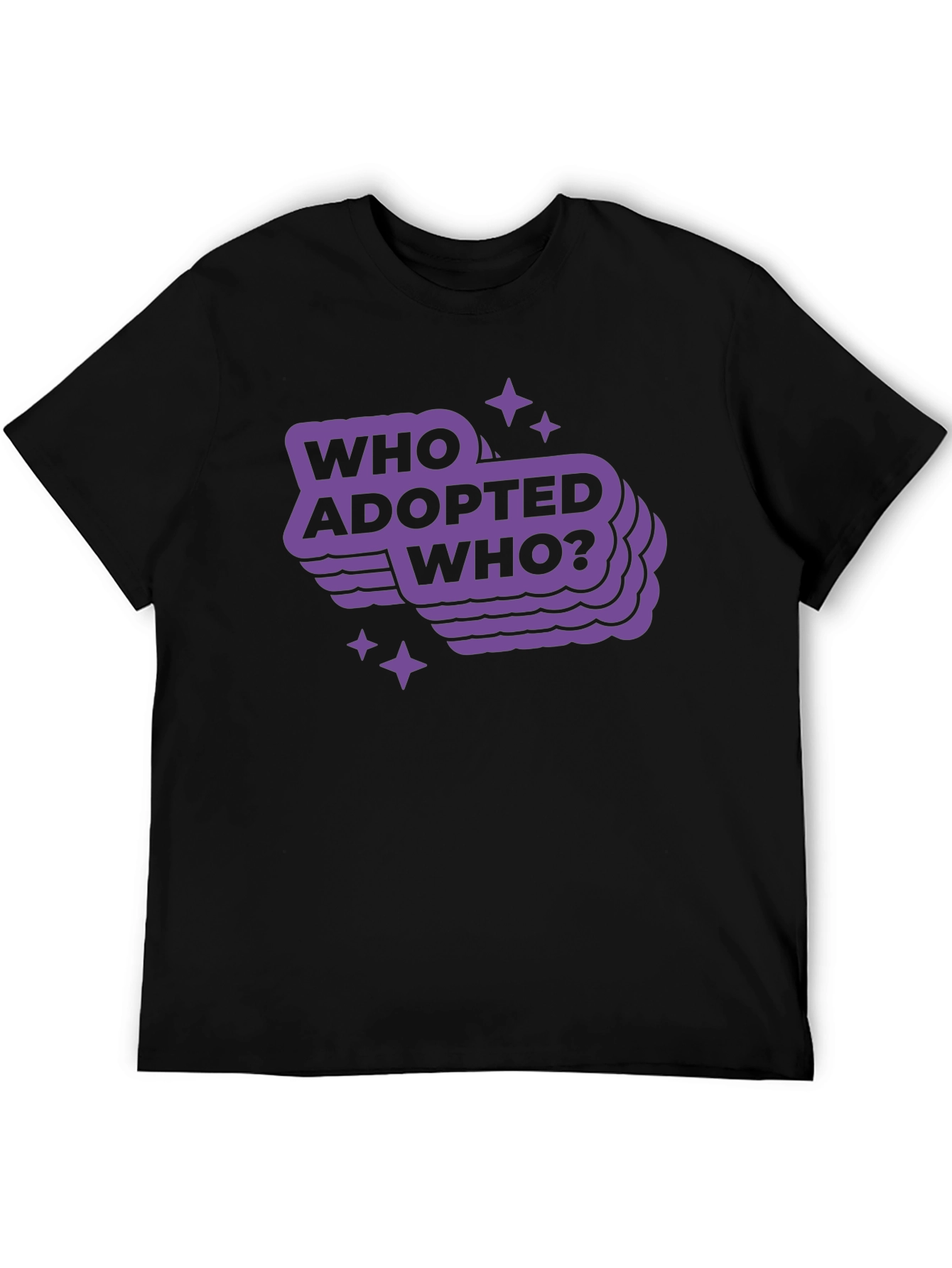 Camiseta Negra con Diseño Who Adopted Who?