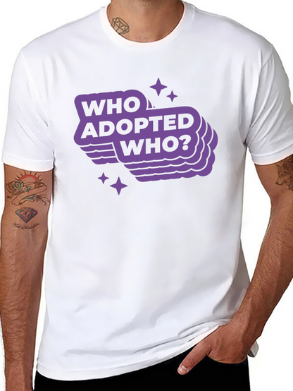 Camiseta Negra con Diseño Who Adopted Who?