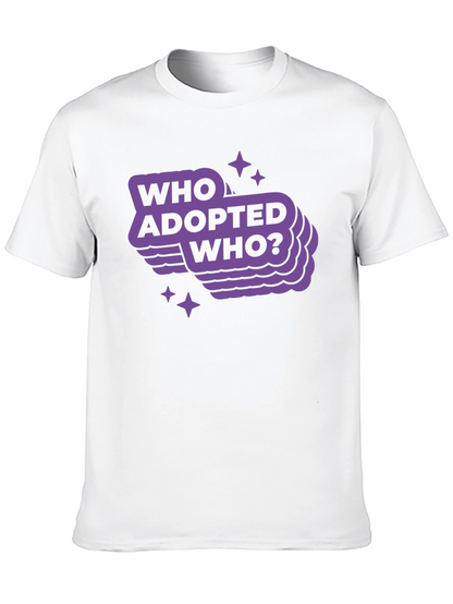Camiseta Negra con Diseño Who Adopted Who?