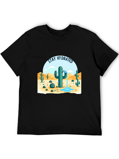 Camiseta Negra Stay Hydrated Cactus