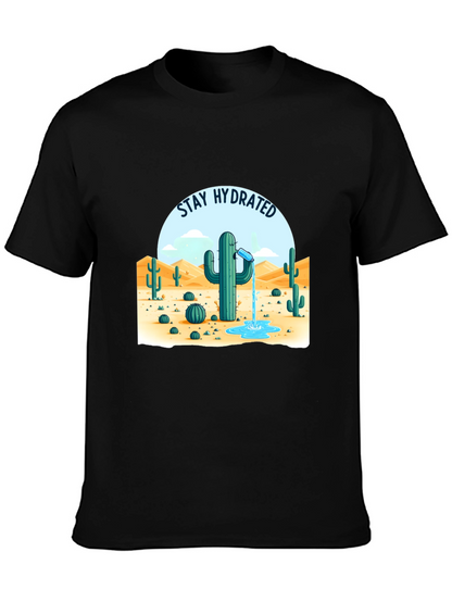 Camiseta Negra Stay Hydrated Cactus