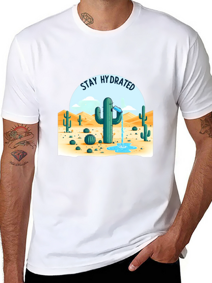 Camiseta Negra Stay Hydrated Cactus
