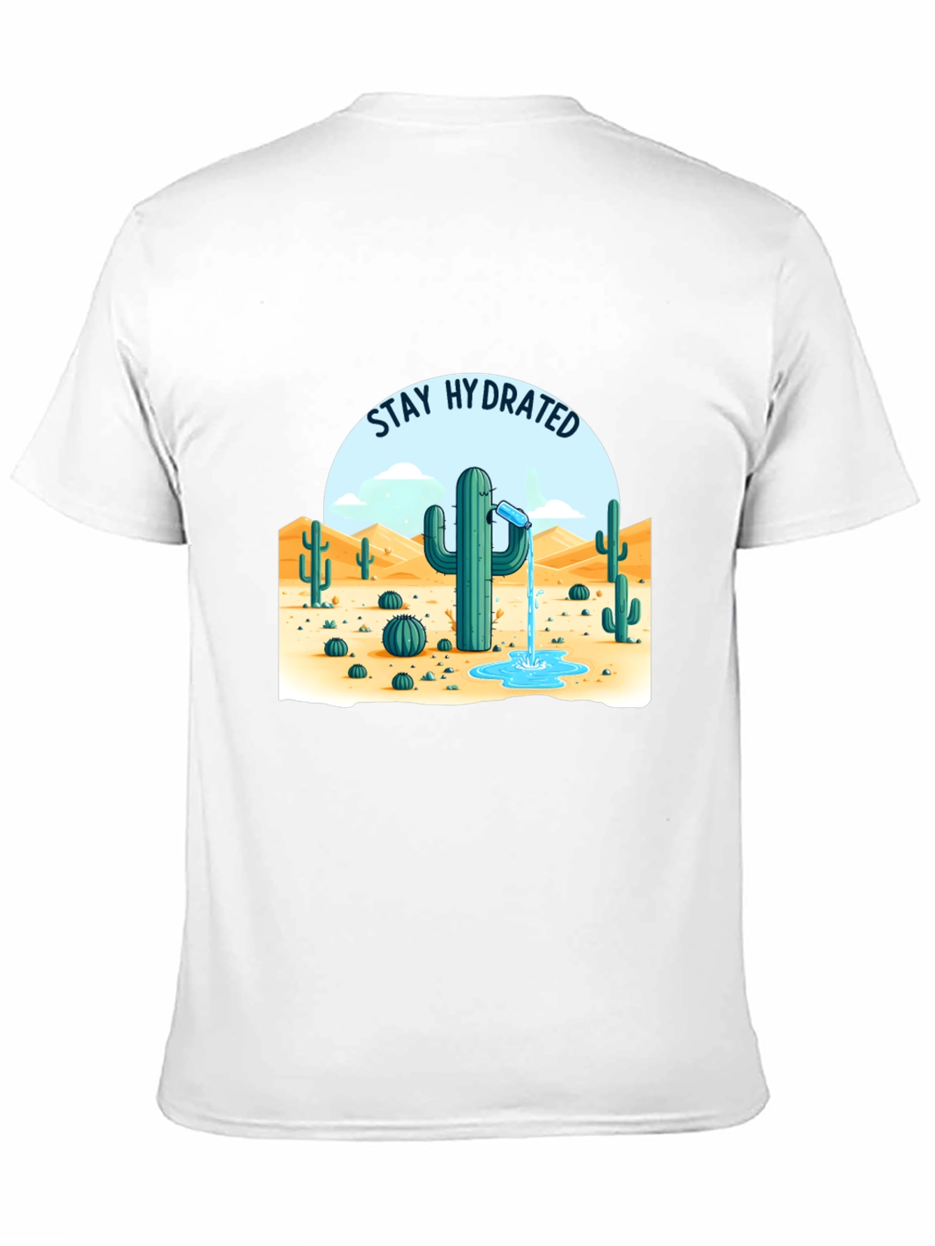 Camiseta Negra Stay Hydrated Cactus