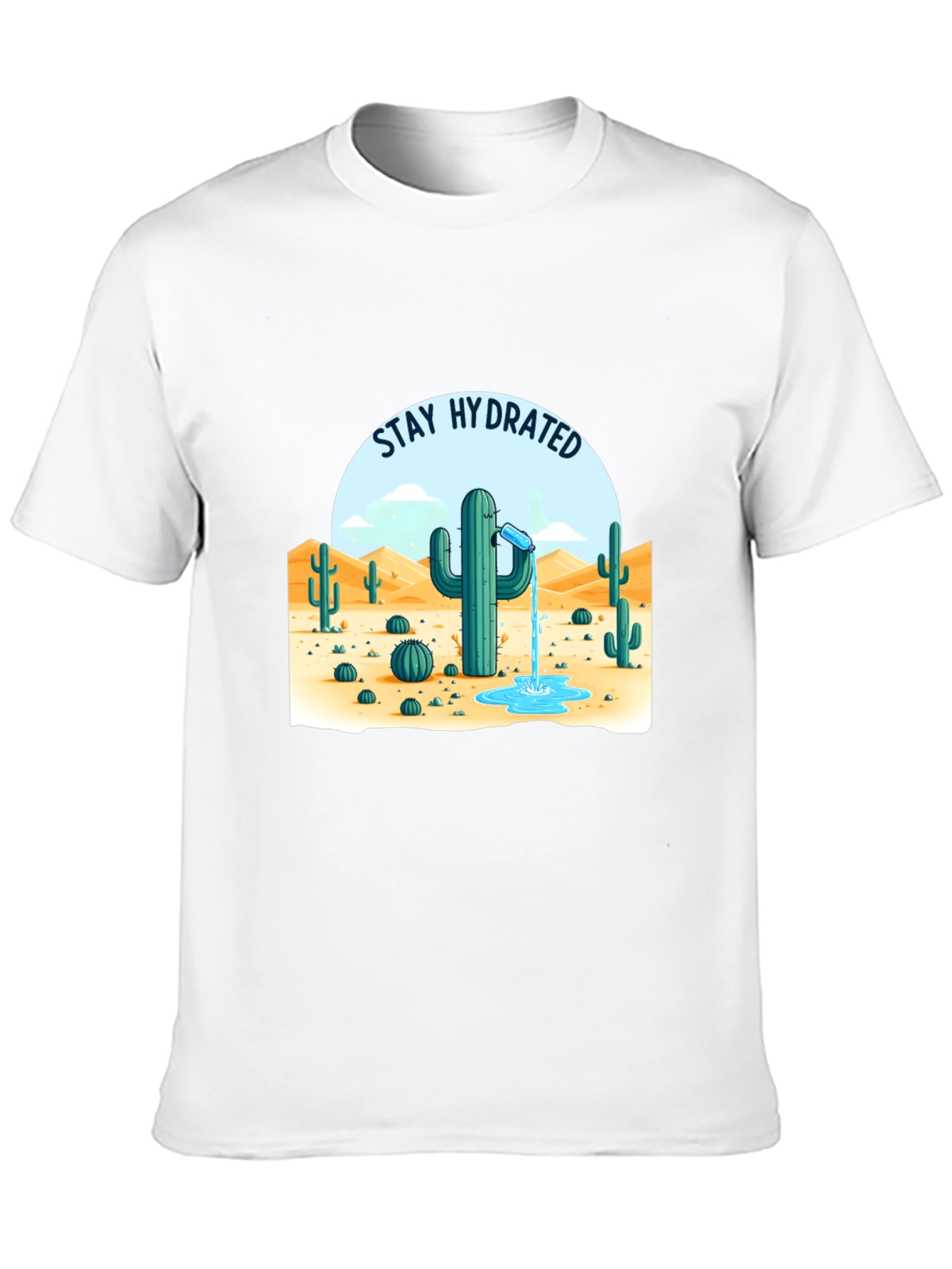Camiseta Negra Stay Hydrated Cactus
