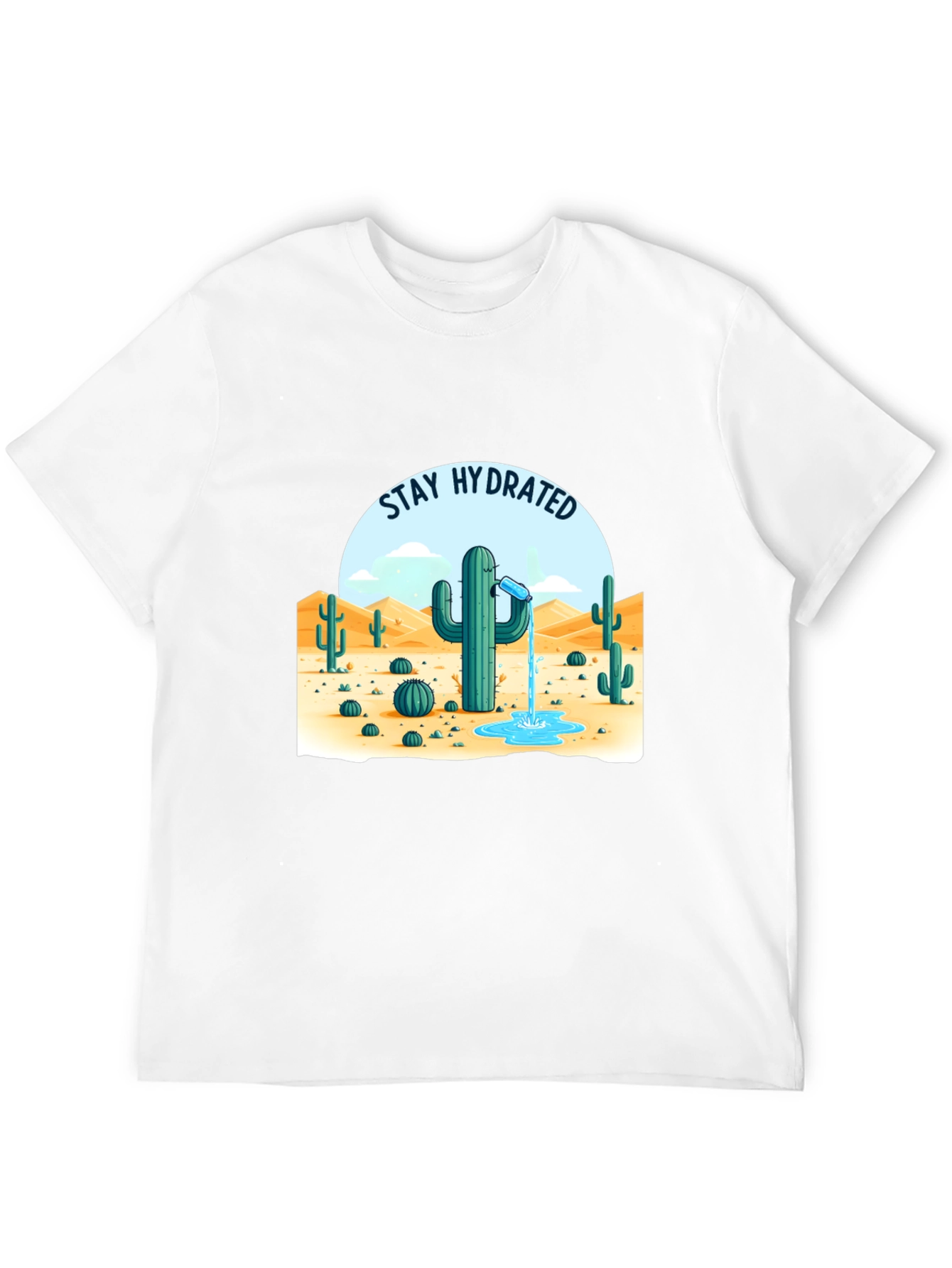 Camiseta Negra Stay Hydrated Cactus