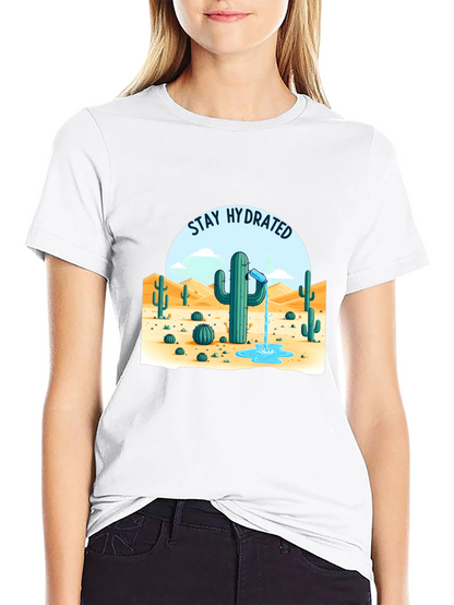 Camiseta Negra Stay Hydrated Cactus