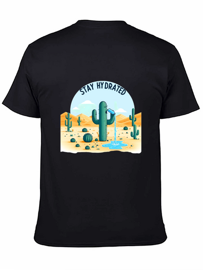 Camiseta Negra Stay Hydrated Cactus