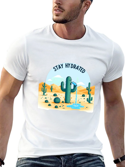 Camiseta Negra Stay Hydrated Cactus