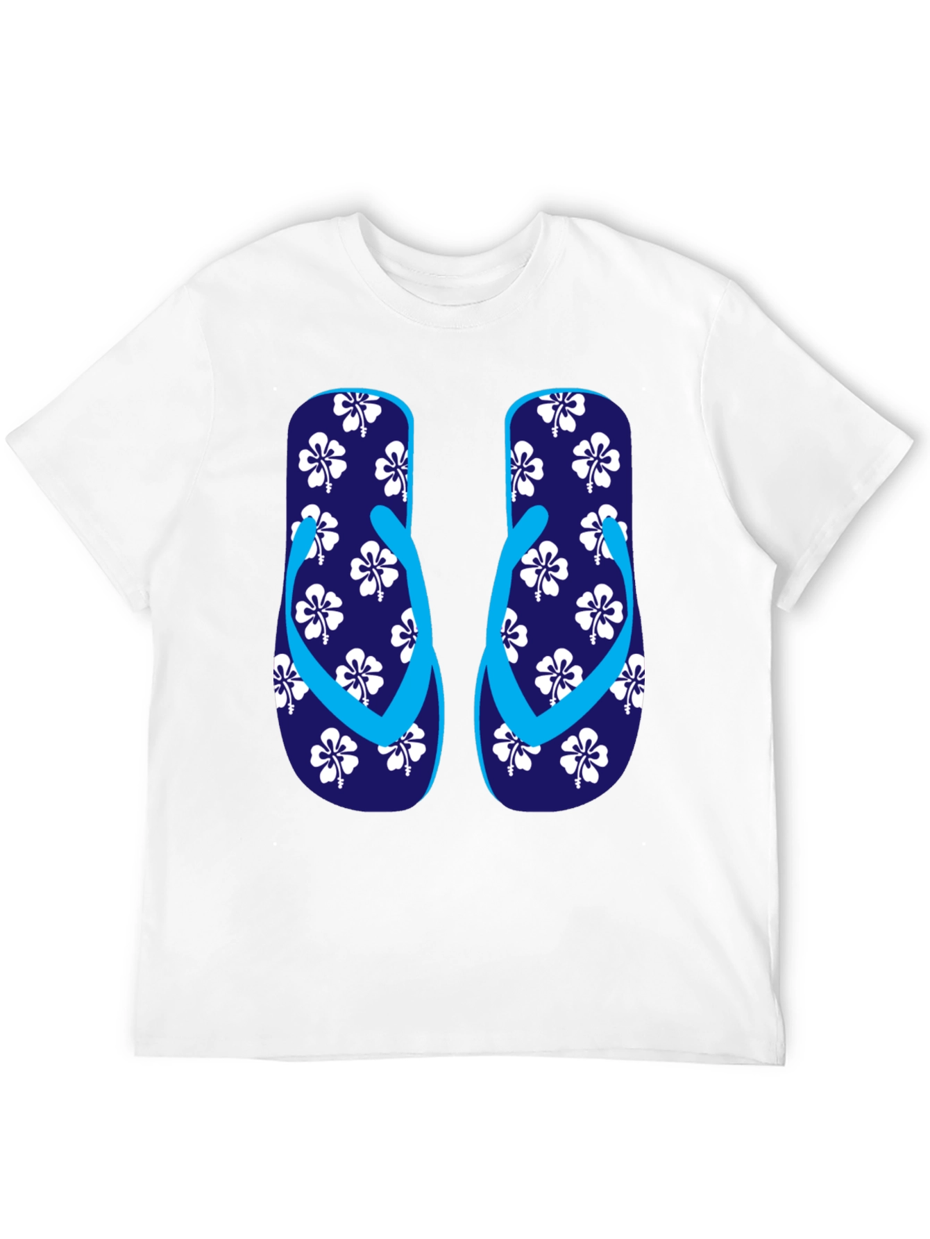 Camiseta Negra con Diseño de Chanclas Tropicales