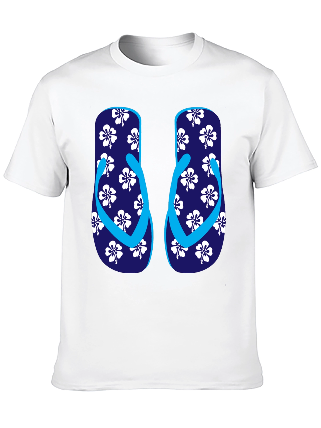 Camiseta Negra con Diseño de Chanclas Tropicales