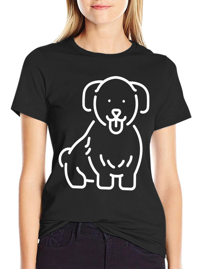 Camiseta Negra con Diseño de Perrito Blanco