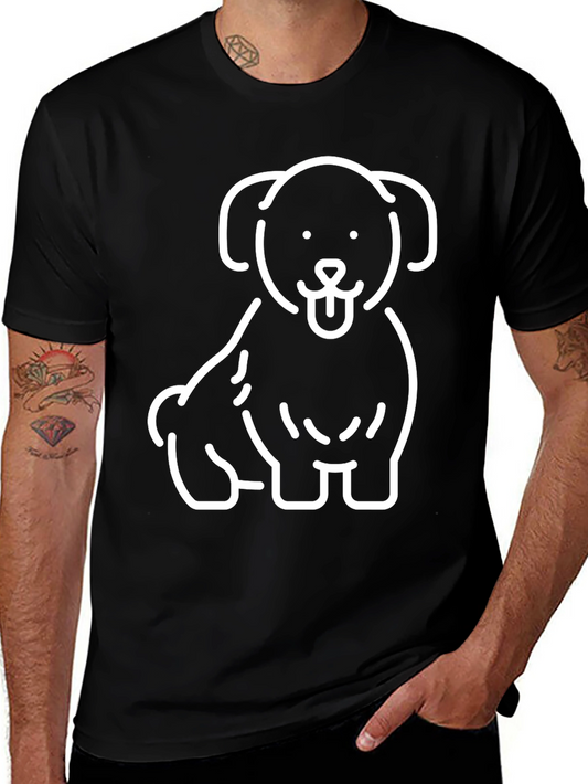 Camiseta Negra con Diseño de Perrito Blanco