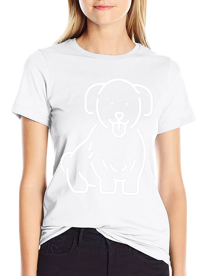 Camiseta Negra con Diseño de Perrito Blanco