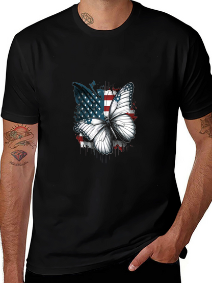 Camiseta Negra con Mariposa Patriótica