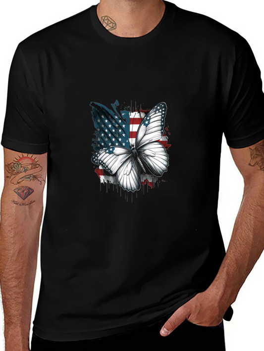 Camiseta Negra con Mariposa Patriótica