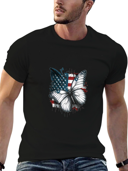 Camiseta Negra con Mariposa Patriótica