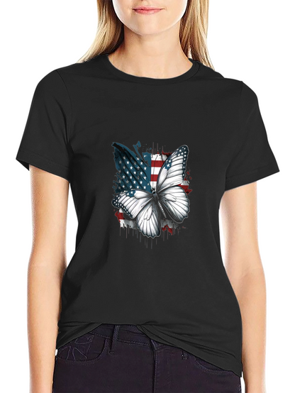 Camiseta Negra con Mariposa Patriótica