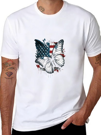 Camiseta Negra con Mariposa Patriótica