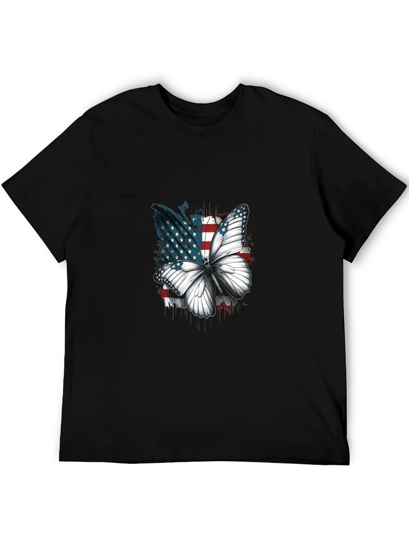 Camiseta Negra con Mariposa Patriótica