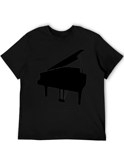 Camiseta Negra con Diseño de Piano de Cola