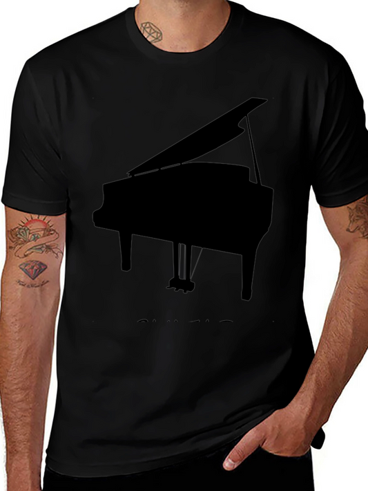Camiseta Negra con Diseño de Piano de Cola