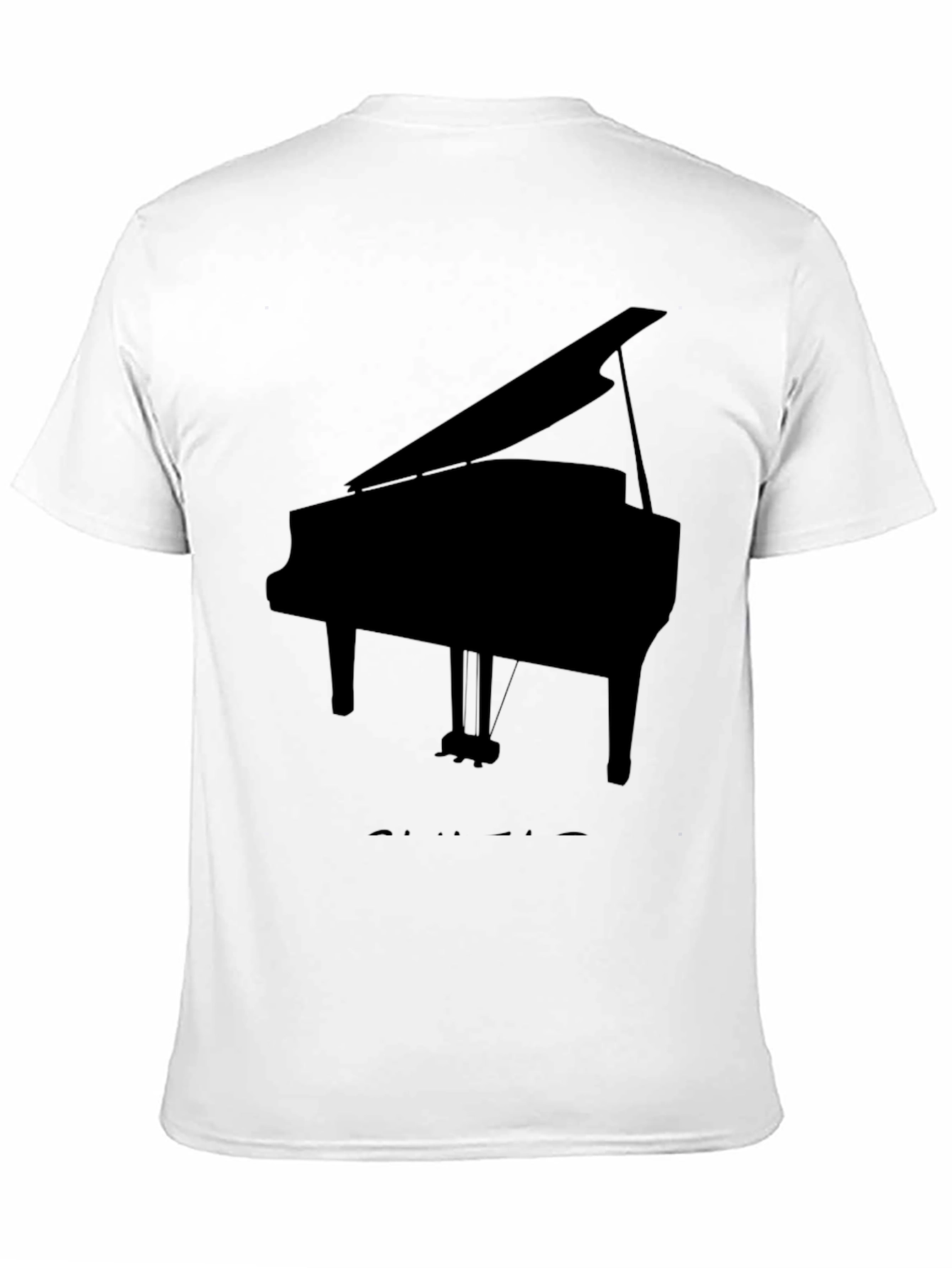 Camiseta Negra con Diseño de Piano de Cola