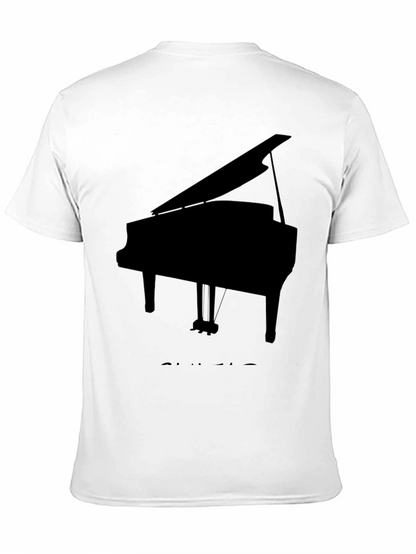 Camiseta Negra con Diseño de Piano de Cola
